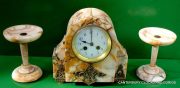 ART-DECO-FRENCH-8-DAY-TWO-TRAIN-MARBLE-GARNITURE-CLOCK-SET-282542779920
