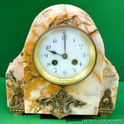 ART-DECO-FRENCH-8-DAY-TWO-TRAIN-MARBLE-GARNITURE-CLOCK-SET-282542779920-2