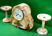 ART-DECO-FRENCH-8-DAY-TWO-TRAIN-MARBLE-GARNITURE-CLOCK-SET-282542779920-5
