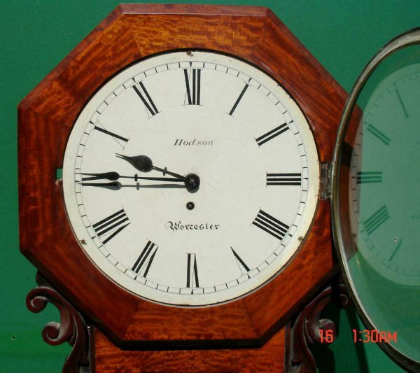 HODSON-WORCESTER-ANTIQUE-ENGLISH-8-DAY-MAHOGANY-FUSEE-SCHOOL-DROPDIAL-CLOCK-283600433040-2