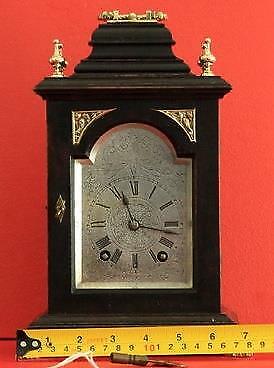 LENZKIRCH-ANTIQUE-GERMAN-8-DAY-SILVERED-ARCH-DIAL-EBONISED-BRACKET-CLOCK-283324735420-2