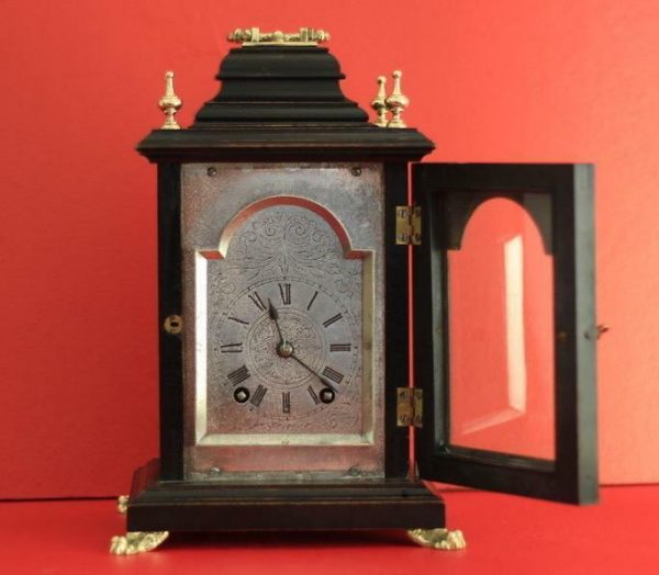 LENZKIRCH-ANTIQUE-GERMAN-8-DAY-SILVERED-ARCH-DIAL-EBONISED-BRACKET-CLOCK-283324735420-3