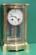 FRENCH-ANTIQUE-BOW-FRONT-CRYSTAL-REGULATER-FOUR-GLASS-MANTLE-CLOCK-CIRCA-1880-283116972442