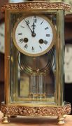 ANTIQUE-FRENCH-ORNATE-SERPENTINE-CRYSTAL-REGULATOR-MANTLE-CLOCK-SIGNED-BY-HH-283351356763