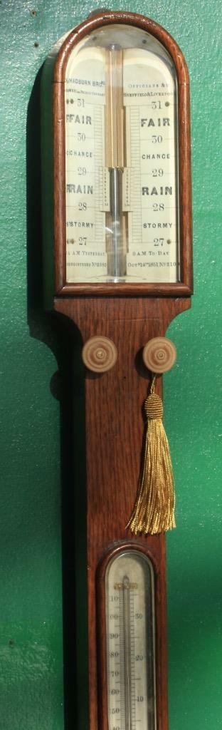 VINTAGE RUSSELL NORWICH ENGLISH MAHOGANY WEATHER STATION STICK ...