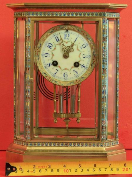 RARE-JAPY-FRERES-8-GLASS-CLOISONNE-ANTIQUE-FRENCH-CRYSTAL-REGULATOR-MANTLE-CLOCK-283350191305-7
