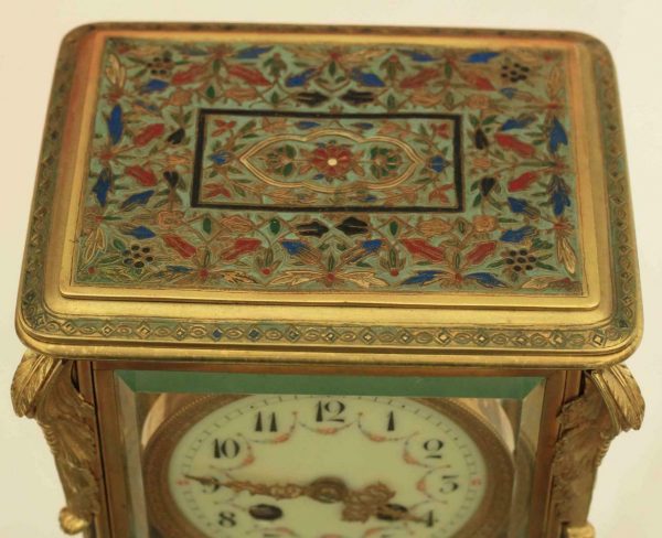 TIFFANY-CO-FRENCH-CLOISONNE-8-DAY-CRYSTAL-REGULATOR-4-GLASS-MANTLE-CLOCK-283409841557-5