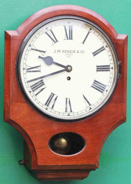 J-MCKENZIE-ANTIQUE-8-DAY-FUSEE-12-DROP-DIAL-MAHOGANY-GALLERY-CASE-WALL-CLOCK-283468465378-2
