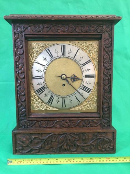 ANTIQUE-8-DAY-FUSEE-BRACKET-CLOCK-WITH-TUDOR-STYLE-CASE-AND-ROCOCO-SPANDRELS-283578595769-9